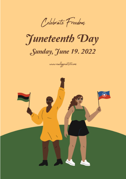 Orange Neon Happy Juneteenth Day 2026 A4 template