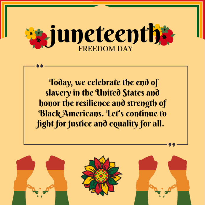 Orange Neon Happy Juneteenth Day  Instagram Post template