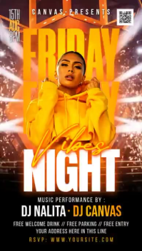 Orange Neon Music Night Event Instagram Story Video template