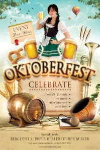 Orange Neon Oktoberfest Celebration Pinterest Graphic template