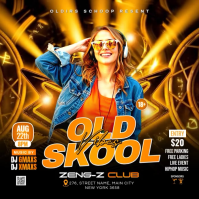 Orange Neon Old Skool Vibes Club Event Square Video Kwadrat (1:1) template
