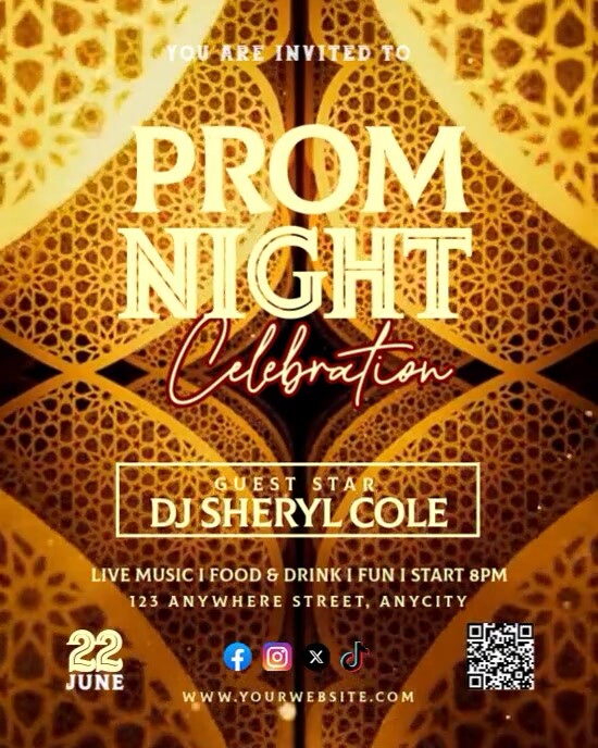 Orange Neon Prom Night Instagram Portrait template