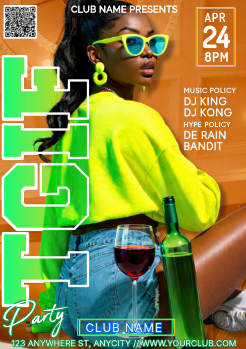 Orange Neon TGIF Friday Night Party Invitation Social Media A4 Template ...