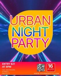 Orange Neon Urban Night Party Instagram Portrait template