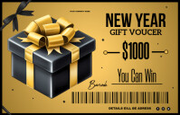 Pomarańczowy New Year Gift Voucher Tabloid Template