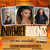 Orange  November Hair Bookings | Fall Beauty Specials | Glam Hair Deals Instagram Post template