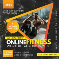 Orange Online Fitness Classes Live Stream Ad Instagram Post template