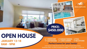 Orange Open House Real Estate Agency Ad Digitalt display (16:9) template