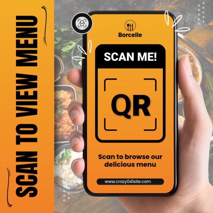 Orange Orange And Black Modern Scan Qr Code Facebook Post Instagram Post template