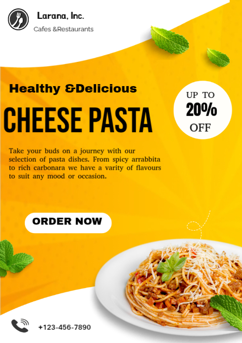 Orange Pasta Promotion A4 Template | PosterMyWall