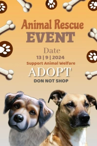 Orange Pastel Animal Rescue Event Poster template