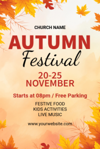 Orange Pastel Autumn Festival Poster template
