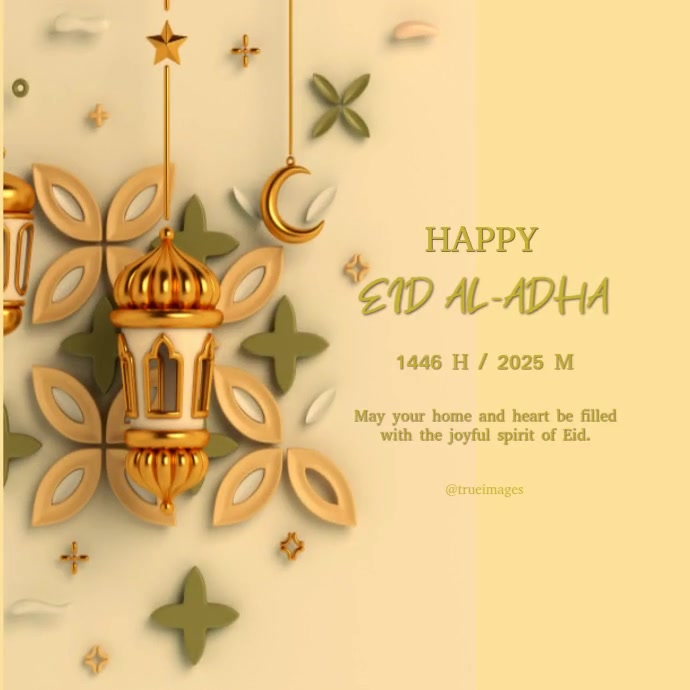 Orange Pastel Eid Al-adha Happy Instagram Post template