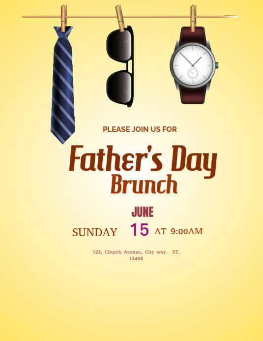 Orange Pastel Father's Day Brunch Invitation  Flyer (us Letter) template