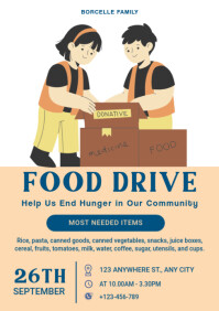 Orange Pastel Food Drive Ad Flyer Design A4 template