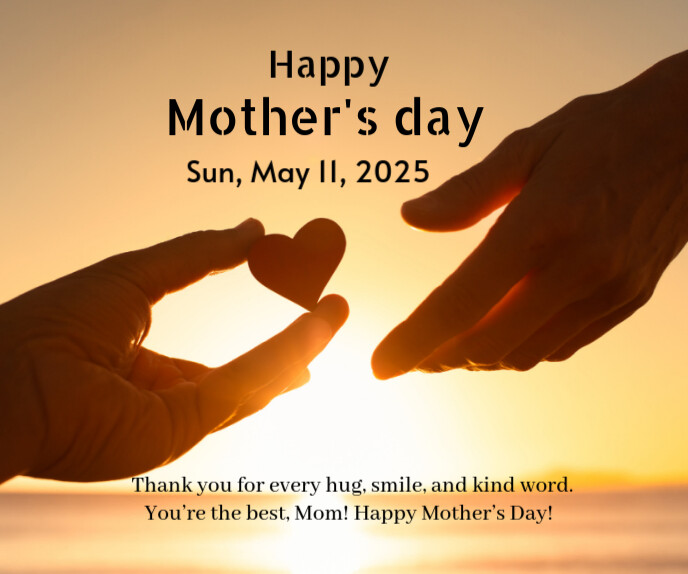 Orange Pastel Happy Mother's Day Wish Cards Large Rectangle Duży prostokąt template