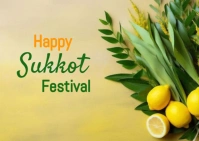 Orange Pastel Happy Sukkot Festival  Postcard Postkort template
