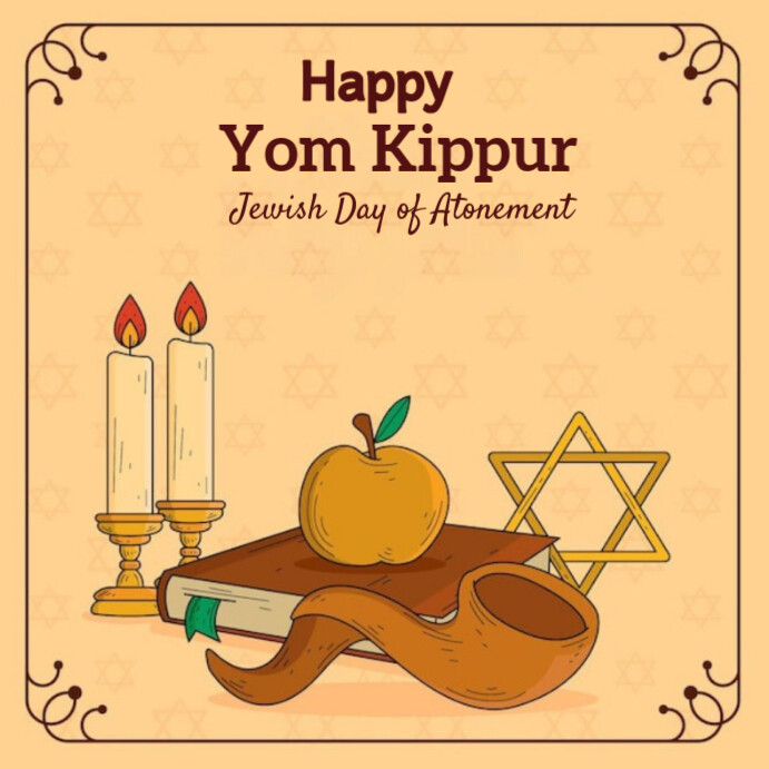 Orange Pastel Happy Yom Kippur Instagram Post Template | PosterMyWall