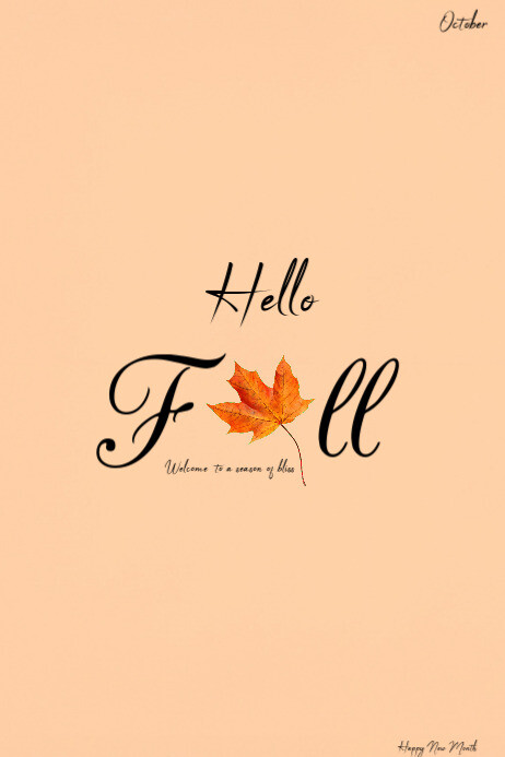 Orange Pastel Hello October/hello Fall Poster Template | PosterMyWall
