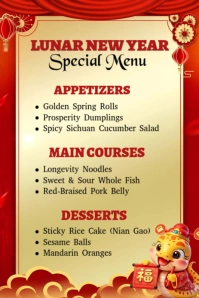 Orange Pastel Lunar New Year Menu Template  Pinterest Graphic
