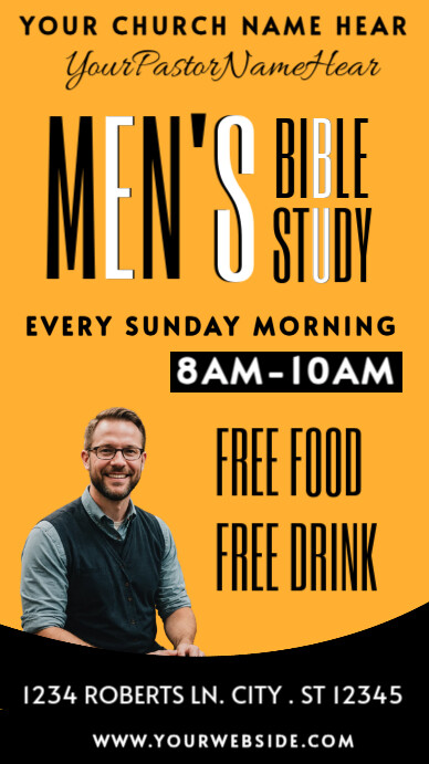 Orange Pastel Men's Bible Study  Facebook Story template