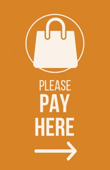 Orange Pastel Modern “please Pay Here” Retail Sign – Bold Directional ...