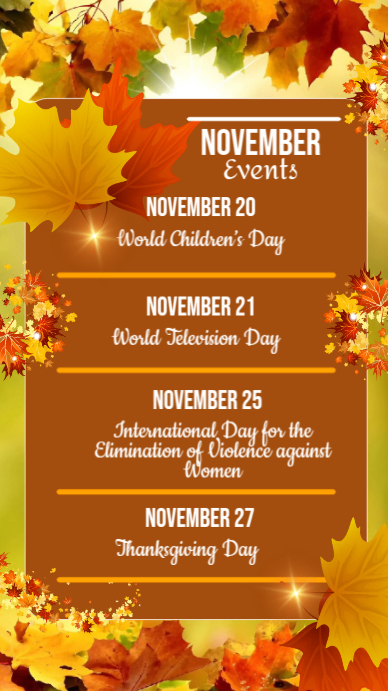 Orange Pastel November Calendar Event Instagram Story Template ...