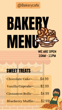Orange Pastel Price List Bakery Menu Instagram Story template