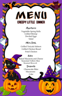 Orange Pastel Tombstone Halloween Dinner Menu Half Page Wide template