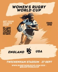 Orange Pastel Women's Rugby World Cup  Instagram Portrait template