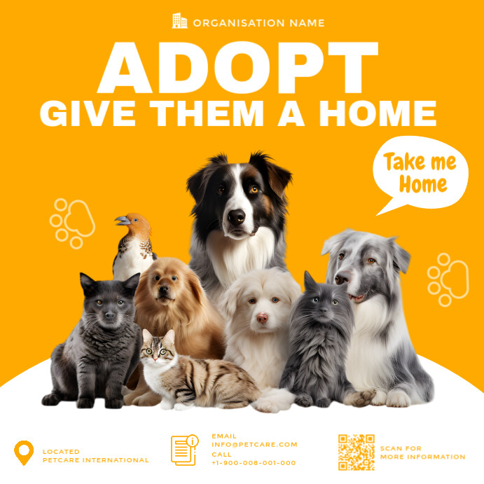 Copy of Orange Pet Adoption Instagram Post | PosterMyWall