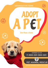 Orange Pet Adoption Service Flyer A3 template