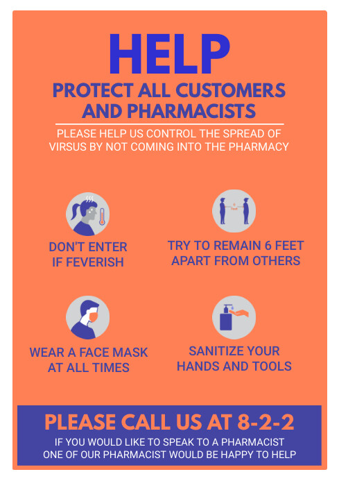 Orange Pharmacy Guidelines Sign Template | PosterMyWall