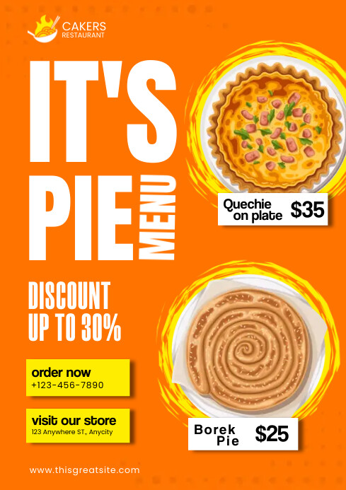 Orange Pie Menu template A4