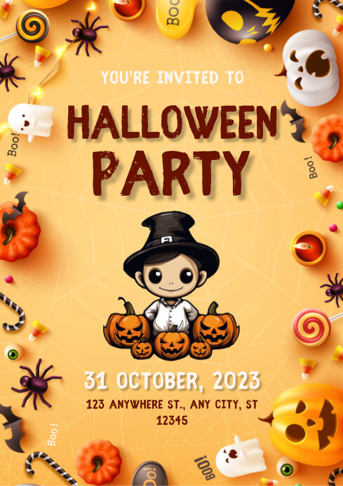 Copy of Orange Playful Halloween Party Poster | PosterMyWall