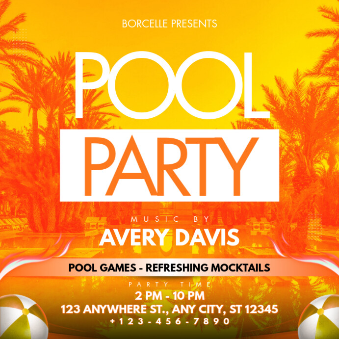 Orange Pool Party Instagram Post Iphosti le-Instagram template