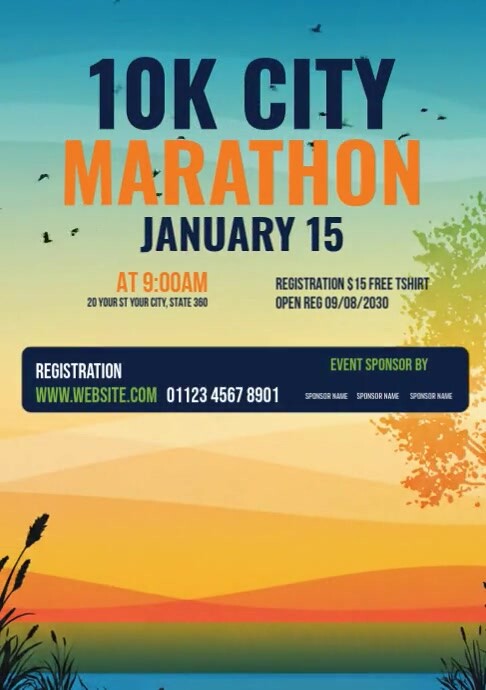 Orange Professional 5k Run Flyer Template A4