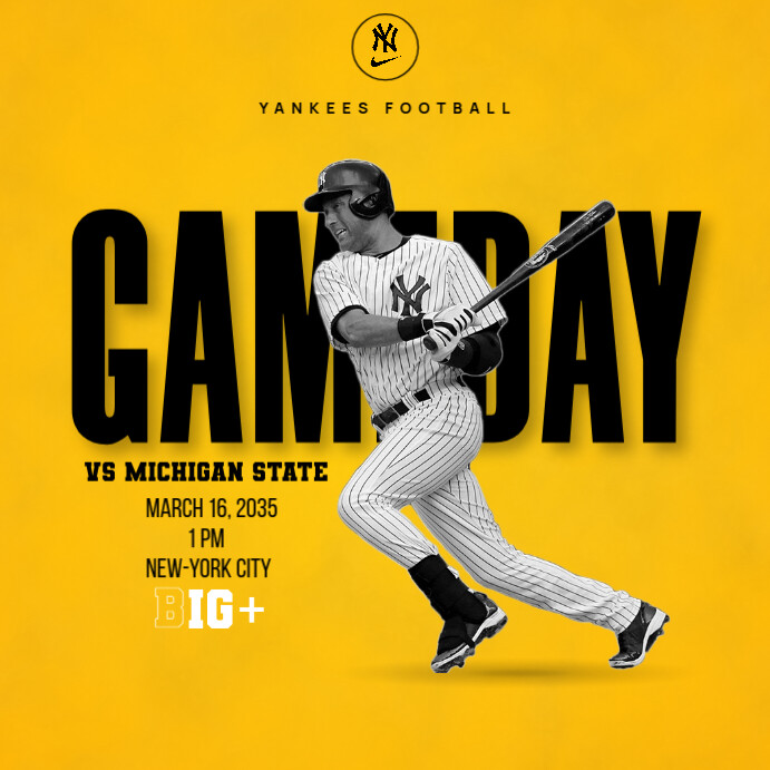 Orange Professional Baseball Gameday Instagram Post Template | PosterMyWall