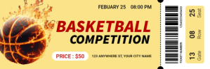Orange Professional Basketball Game Ticket Twitter Banner template