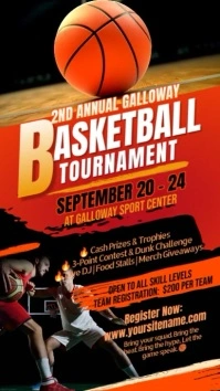 Orange Professional Basketball Tournament Instagram Reel template