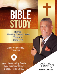 Orange Professional Bible Study Event Flyer Folder (US Letter) template