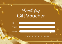 Orange Birthday Gift Voucher Postcard Template