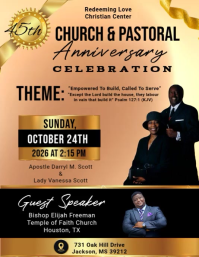 Orange Professional Church Anniversary Celebration Flyer Video Рекламная листовка (US Letter) template