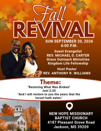 Orange Church Revival Event Folheto Template