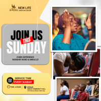 Orange Church Service Invitation Instagram-opslag Template
