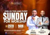 Orange Professional Church Worship Service A6 template