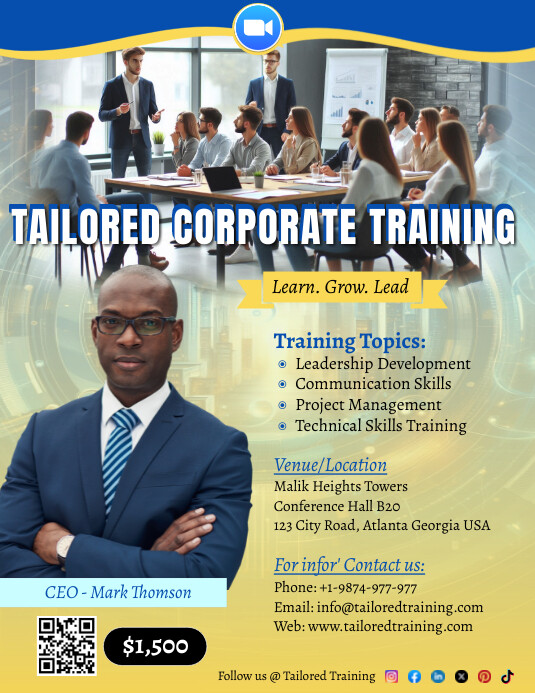 Orange Professional Corporate Training Event Template | PosterMyWall