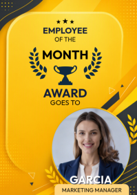 สีส้ม Employee of the Month A4 Template
