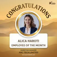 Orange Professional Employee Recognition Square template