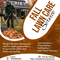 Orange Fall Lawn Care Service Square Template